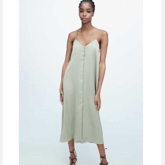 Zara Dresses Zara Green Slip Dress Poshmark